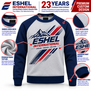 Fabricante de sudaderas con mangas raglán personalizadas para marcas de ropa, producción OEM de marca privada y venta al por mayor a nivel mundial. - Product Image 1