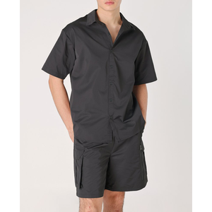 Solid Tracksuit Breathable Fabric Customizable Brand 2-Piece Clothing Men's Summer Casual Cotton Shorts <b>Set</b> - Product Image 1