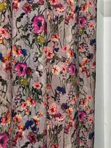 Vintage Style Velvet Curtain <b>Light</b> Grey Dusty Pink Floral Print Customizable Size Wild Life Forest Print - Product Image 3