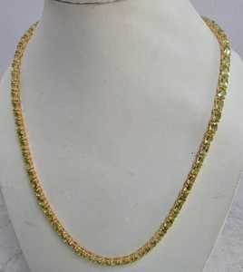 Natural Peridot Oval Cut 6x4mm Hip Hop Wedding 925 <b>Sterling</b> <b>Silver</b> 18K Gold Plated Prong Setting Women's <b>Necklace</b> - Product Image 6