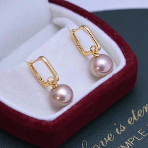 Boucles d'oreilles pendantes fines en argent S925 avec fermoir, minimalistes, en eau douce, 10-11 mm, blanches, à forte luminosité, pour femme - Product Image 4