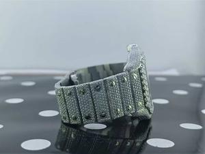 Reloj Mecánico Cuadrado de Acero Inoxidable Estilo Hip Hop, Personalizado, de Alta Gama, Lujoso, Completamente Cubierto con Cristales de Moissanita VVS y Zafiro para Hombre - Product Image 2