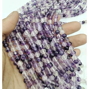 Cuentas Redondas Lisas de Fluorita Púrpura Natural, Cuentas Redondas de Piedras Preciosas, Ágata Mirani de Rajasthan, Tema Amor - Product Image 1