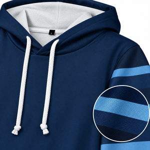 Men's Navy Blue Solid Hooded Sweatshirt Regular Fit <b>Fleece</b> 100% Cotton Pocket Casual Winter Wear OEM Service - Product Image 2