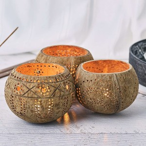 Coconut Shell Candles Holder Manufacturers Candle Stand Tealight Candle Holders with Custom logo Engraving - Product Image 5