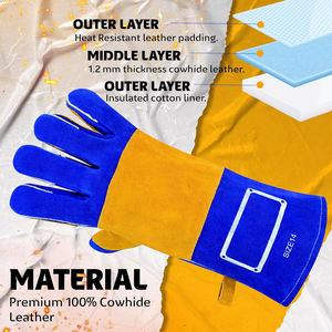 Guantes de Soldadura MIG con Refuerzos de Kevlar Resistentes al Calor y al Fuego, Guantes de Seguridad para Soldadores con Puño Largo y Absorción de Sudor - Product Image 2