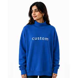 Sudadera Oversize de Cuello Alto para Mujer, Ligera, de Algodón y Felpa, Corte Holgado, Ropa Casual, Fabricante OEM - Product Image 1