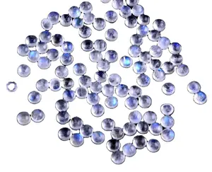 หินมูนสโตนสีรุ้งธรรมชาติ5ชิ้นอัญมณีสีขาวกลมเรียบอัญมณีหลวมสำหรับเครื่องประดับสไตล์ตัด - Product Image 1