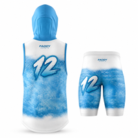 Seragam Flag Football 7v7 Premium Custom, Jersey Tanpa Lengan Berkerudung Sublimasi, Set Celana Pendek Kompresi, Pakaian Tim Olahraga Bernapas