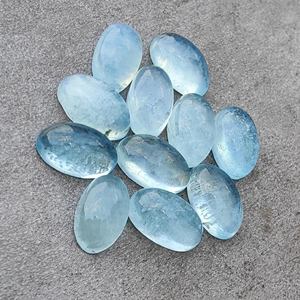Gema suelta calibrada ovalada grande de cabujón natural Aqua Milky, parte trasera plana para la fabricación de joyas, disponible en todos los tamaños - Product Image 4