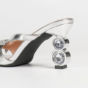 Elegant Multicolor Glitter Slingback Heels Unique Heel Design Crystal Stilettos for Women Wedding Guest - Product Image 6