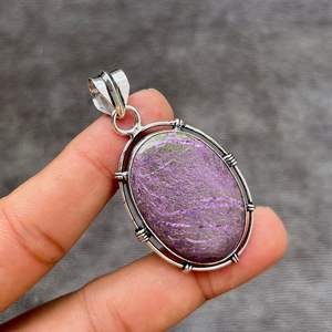 Pendentif Purpurite Fait Main en Argent Sterling 925, Bijou en Pierre Précieuse, Collier Unique en Cristal de Guérison, Cadeau Élégant pour Femme - Product Image 6