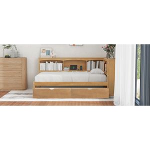 Daybed Twin Size con due cassetti di stoccaggio e porte USB legno di colore armadi di stoccaggio letto mobili - Product Image 5