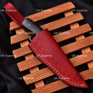 UA Supplies Custom Drop Point Hunting Knife Stainless Steel Blade Wood Handle Red <b>Leather</b> Sheath Outdoor Survival Camping <b>Tool</b> - Product Image 6
