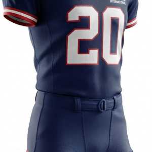 Maillot de football américain WIZE INTERNATIONAL pour homme, manches courtes, col en V, rembourré, ajusté, numéro d'équipe 20, bleu, rouge, blanc - Product Image 3
