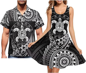 Polynesian Matching <b>Clothes</b> for Couples Sleeveless Womens Dress <b>Hawaiian</b> Shirt Couple <b>Clothes</b> Set Matching - Product Image 4