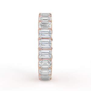 Solid White Gold Lab Grown Diamond <b>Ring</b> Emerald Cut Shared Prong Linear Setting Unbroken Full Eternity <b>Stacking</b> Band Jewelry - Product Image 6
