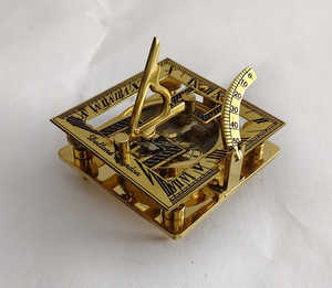 Solid Brass <b>Compass</b> Sundial Nautical <b>Navigation</b> Instrument with Adjustable Gnomon Engraved - Product Image 5