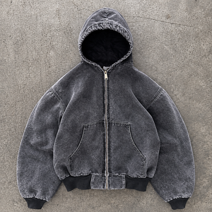 Sweat-shirt d'hiver à fermeture éclair intégrale en coton épais, personnalisable, avec service OEM pour marques de vêtements pour hommes - Product Image 3