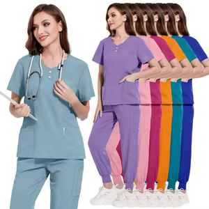 Uniformes de Enfermería de Lujo en Satén de Algodón Multicolor, Conjuntos de Manga Corta Hechos a Medida, Servicio OEM de Alta Calidad, Tallas Grandes para Hombre - Product Image 3