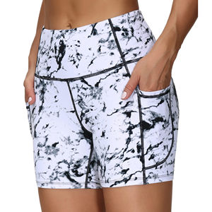 Shorts Deportivos de Cintura Alta Elástica para Mujer, sin Costuras, con Estampado, para Yoga - Product Image 1