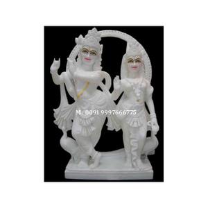 Magnifique statue indienne de Radha Krishna en marbre blanc, finition soignée, style créatif, pour usage religieux, au meilleur prix. - Product Image 3