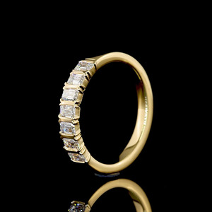 Anillo de Boda Clásico de Siete Piedras con Diamante Cultivado en Laboratorio con Corte Esmeralda, Oro de 10K, 14K, 18K, Plata 925, 935, Regalo de Aniversario o Compromiso - Product Image 4