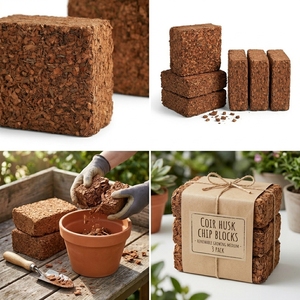 Bloques de Fibra de Coco Natural Marrón Prensado para Cultivo Hidropónico, Medio Biodegradable - Product Image 6