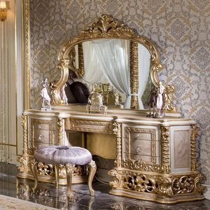 Envío Gratis: Juego de Dormitorio de Lujo con Dosel Dorado Real, Madera de Caoba, Tamaño King, Muebles Antiguos Tallados Europeos, Hecho en Indonesia - Product Image 5