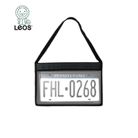 Étui de plaque d'immatriculation étanche en similicuir PVC durable Leos avec sangle de suspension pour véhicules Toyota, finition noire