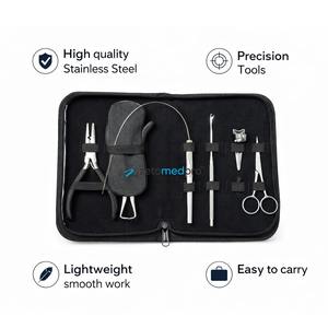 Kit de Extensiones de Cabello de Acero de Alta Calidad con 2 Pinzas, Ganchos, Tijeras y Anillos, Juego de Herramientas Profesionales para Salón - Product Image 3