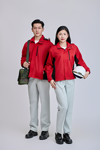 Imperméable Respirant Séchage Rapide Unisexe 100% Polyester Solide ROUGE-NOIR Coque Rigide Coupe-Vent Isolation Thermique Fine Fermeture Éclair à Capuche - Product Image 2