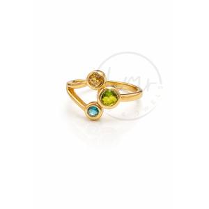 Anillo de zirconia multicolor chapado en oro de alta calidad al por mayor, anillo de moda con bisel, joyería hecha a mano para mujer - Product Image 1