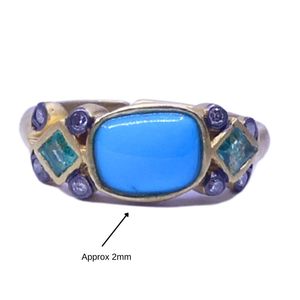 Wedding Wear 925 Sterling <b>Silver</b> Gold Plated Jewelry Turquoise <b>Emerald</b> Gemstone Women Wear Classic <b>Ring</b> - Product Image 3