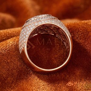 Rose Gold Plated Iced Out <b>Dome</b> <b>Ring</b> for Men VVS Moissanite Baguette Diamond Cluster Statement <b>Ring</b> Hip Hop Pink Gold Jewellery - Product Image 2