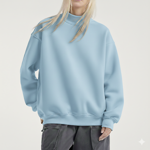 Bulk Wholesale Women's Casual <b>Stand</b> Winter Long Sleeve Mock Neck <b>Drop</b> Shoulder Oversized Custom Applique Patches Heavyweight - Product Image 6