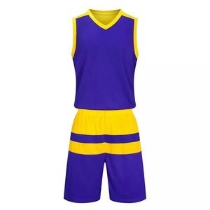 Conjunto de Uniforme de Baloncesto Personalizado, Cuello en V, Sin Mangas, Sublimado, Poliéster que Absorbe la Humedad, para Adultos, Unisex, Ropa de Equipo - Product Image 1