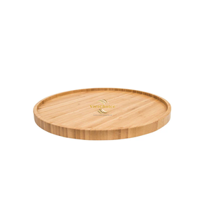 Natural Bamboo <b>Round</b> <b>Tray</b> Eco Friendly Serving <b>Tray</b> Handmade Bamboo Organizer for Kitchen Dining <b>Table</b> and Home Decor - Product Image 6