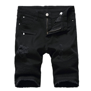 Pantalones Cortos de Algodón Negros para Hombre, Estilo Casual, Cintura Media Elástica, Color Sólido, Tejido Transpirable, Corte Corto - Product Image 3