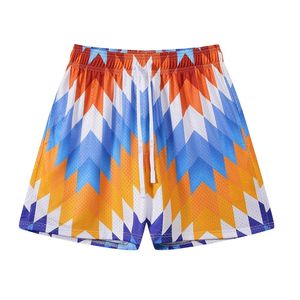 Shorts rétro en maille avec imprimé graphique zigzag chevron, respirants en polyester, au-dessus du genou, pour le basketball, la gym et le streetwear - Product Image 1