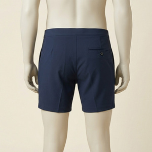 Men's Navy Blue Solid Board Shorts Mid Waist Drawstring Closure Quick Dry Windproof Breathable Waterproof Pockets OEM Service - Product Image 3
