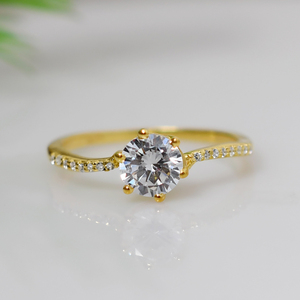 Engagement & Wedding <b>Ring</b> Cubic Zirconia 925 Sterling <b>Silver</b> <b>Statement</b> <b>Ring</b> for Women - Product Image 1