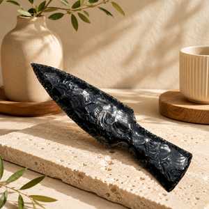Couteau en cristal d'obsidienne noire fait main de 10 pouces, lame en pierre sculptée, vente en gros, lot en vrac - Product Image 3