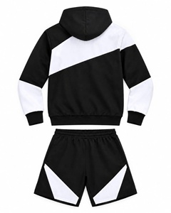 SPLENDID APPAREL Conjunto Deportivo Unisex de 2 Piezas con Bloques de Color, Corte Holgado, Sudadera con Capucha, Manga Larga, Pantalones Cortos Deportivos, Transpirable y Ligero - Product Image 3