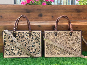 Bolso de mano de cuero de color hecho a mano de estilo Vintage, bolsos de compras marrones de alta calidad a la moda para mujer - Product Image 4