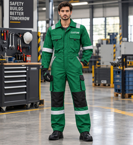 <b>Mens</b> Utility Work Coveralls Long Sleeve Cotton Twill Mechanic <b>Jumpsuit</b> With Multiple Cargo Pockets - Product Image 2