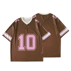 Camiseta de Fútbol Oversize para Hombre de Poliéster, Estilo Boxy, Color Marrón, Moda Urbana, Manga Corta, Malla Transpirable - Product Image 3