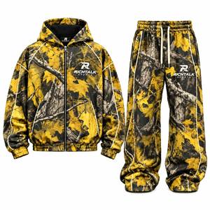 men's <b>Camouflage</b> <b>Tracksuit</b> Set Hooded Zipper Full Length Pants Casual Autumn Wear Unisex Adult Breathable Polyester - Product Image 1