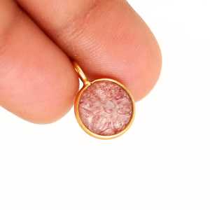 Natural Pink Strawberry Quartz Flower Pendant In 925 Sterling <b>Silver</b> Hand Carved Gemstone Charm Strawberry Stone Pendant Jewelry - Product Image 2