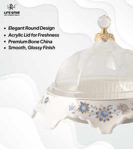 ถาดเสิร์ฟพร้อมฝาครอบใส วัสดุทำจากกระเบื้องเนื้อละเอียดคุณภาพสูง ดีไซน์หรูหราทันสมัย - Product Image 3